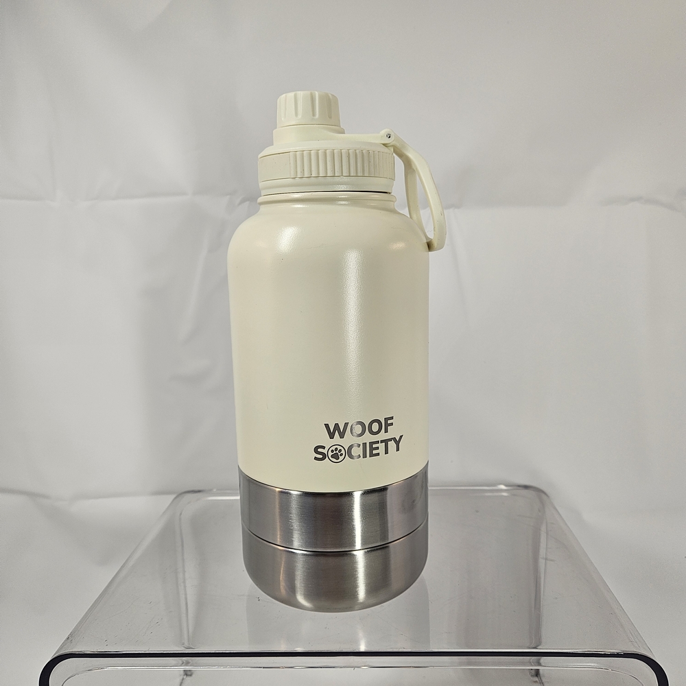 Woof Society 3-in-1 Portable Dog Travel Water Bottle w/ Detachable Bowls 34oz NE